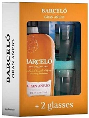 Ron Barcelo, Gran Anejo, gift box with 2 glasses, 0.7 л