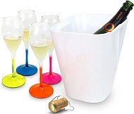 Ведро для охлаждения шампанского Pulltex Plastic Set c бокалами (4шт.)