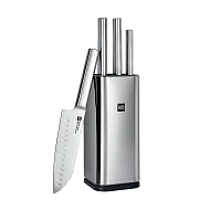 Набор из 3-х стальных ножей ножниц и подставк и Xiaomi Mi HuoHou Stainless Steel Kitchen Knife Set HU0095 Silver RUS